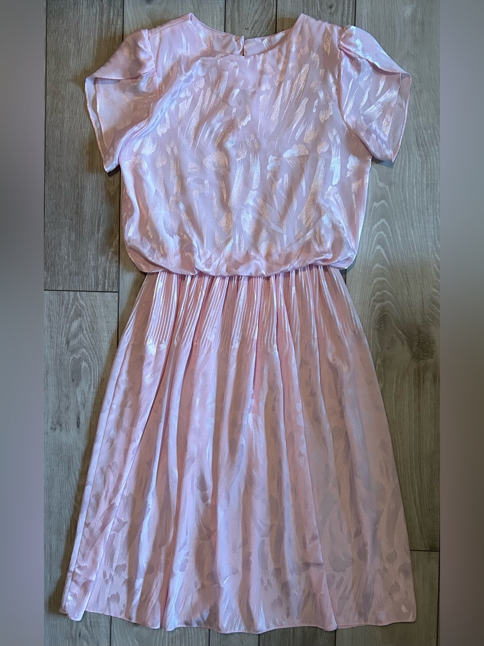 Vintage 80's Emerald St California Pink Shimmer Full Length Blouson Dress Sz 10